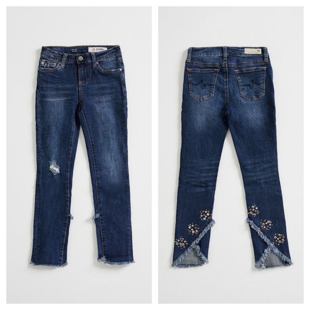 AG-ED Denim The Izzy Big Girl's Ankle Skinny Denim Dark Wash Blue Jeans …